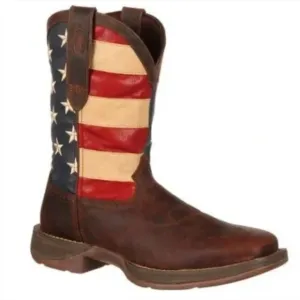 Rebel by Durango Patriotic American Flag Pull On Leather Western Boots Size: 10M