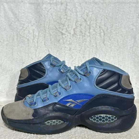 Reebok Mens Inversion Question Mid Stash Blue Gray Basketball Sneaker Shoes SZ 9