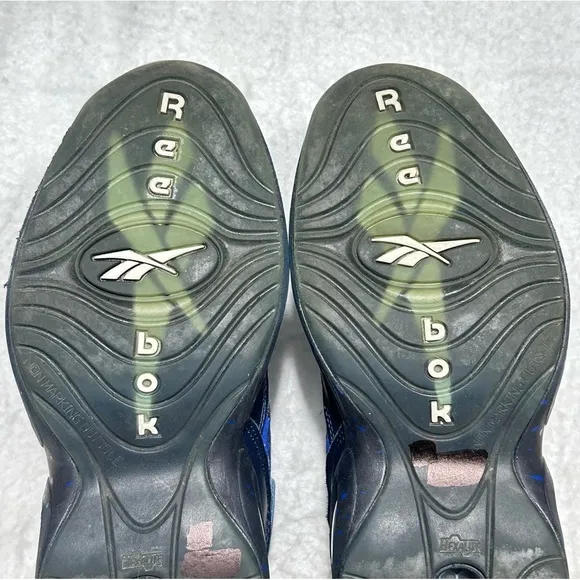 Reebok Mens Inversion Question Mid Stash Blue Gray Basketball Sneaker Shoes SZ 9