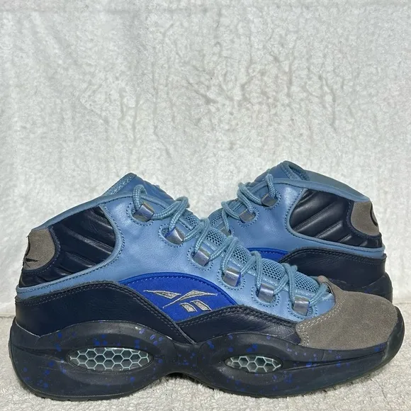 Reebok Mens Inversion Question Mid Stash Blue Gray Basketball Sneaker Shoes SZ 9