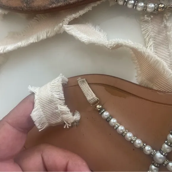 Rene Caovilla Cream and Silver Sandals with Elegant Beading