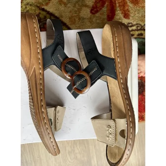 Rieker Regina Women's Adjustable ,Round Buckle Comfort Sandals Sz 42 /US 10