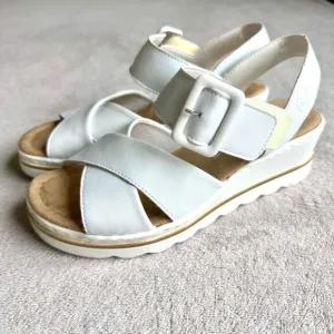 Rieker Antistress Women’s White Cross Front Ankle Strap Comfort Sandals