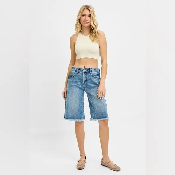 RISEN Full Size Tummy Control Mid Rise Fit Bermuda Plus Size