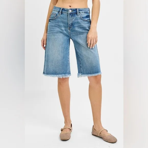 RISEN Full Size Tummy Control Mid Rise Fit Bermuda Plus Size