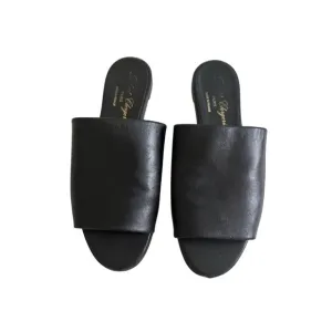 ROBERT CLERGERIE Black Leather Slide Sandals Size 37.5