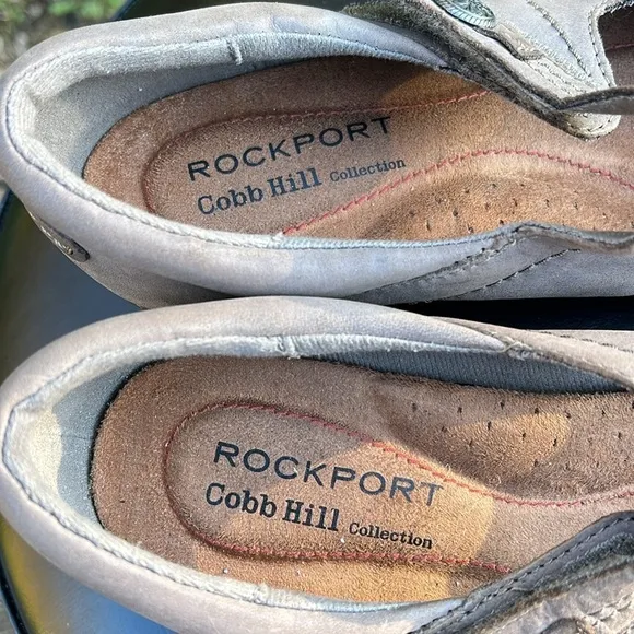 RockPort Cobb Hill Nubuck Dress Shoes, 7.5M. Taupe, Low Heel