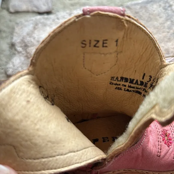 Roper Cowbabies Pink Brown Cactus Baby Embroidered Cowboy Boots Sz 1