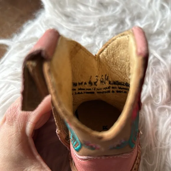 Roper Cowbabies Pink Brown Cactus Baby Embroidered Cowboy Boots Sz 1