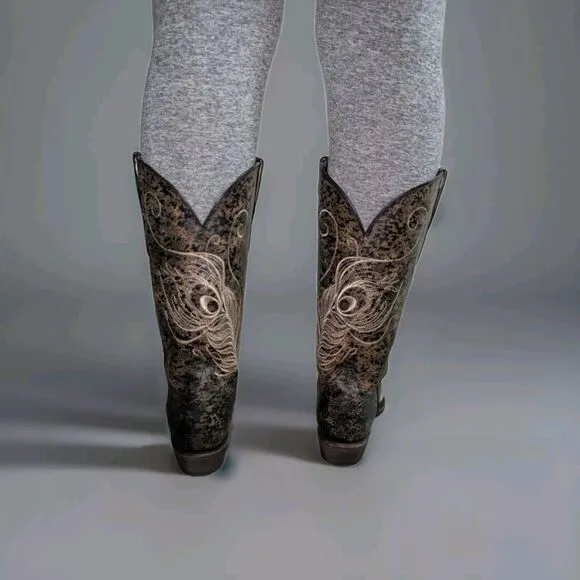 Roper Western Boots Womens Feather Snip Toe Size 10 - 09-021-9050-0218 BL