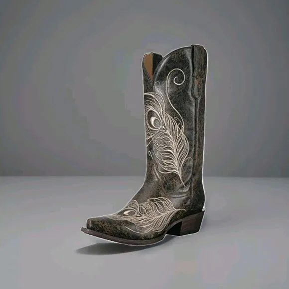 Roper Western Boots Womens Feather Snip Toe Size 10 - 09-021-9050-0218 BL