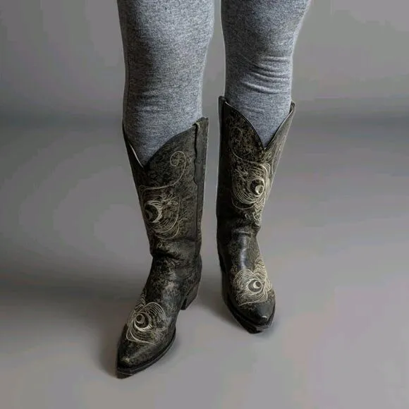 Roper Western Boots Womens Feather Snip Toe Size 10 - 09-021-9050-0218 BL