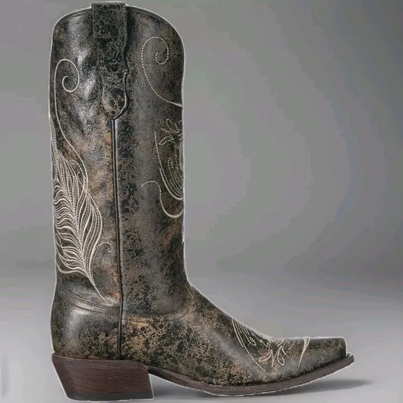 Roper Western Boots Womens Feather Snip Toe Size 10 - 09-021-9050-0218 BL