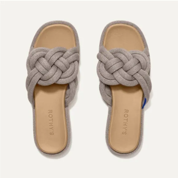 Rothy's silver Braided Sandals