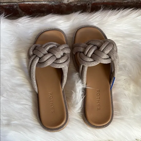 Rothy's silver Braided Sandals