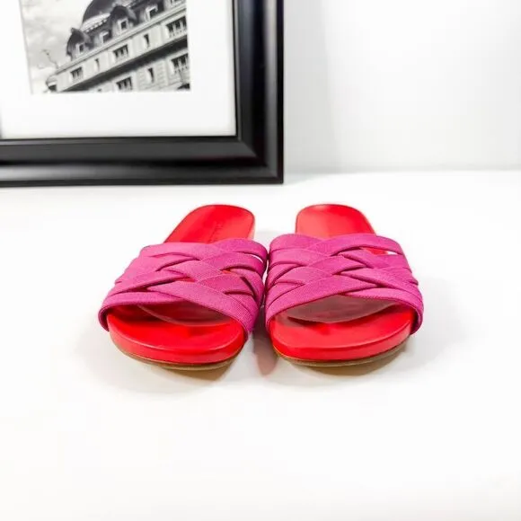 Rothy’s Women's Crossover Woven Cherry Red &amp; Pink Slide Sandals Size 6