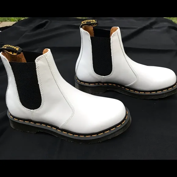 SALE! New Dr. Martens White Leather “Softy-T” 2976 Chelsea Boots