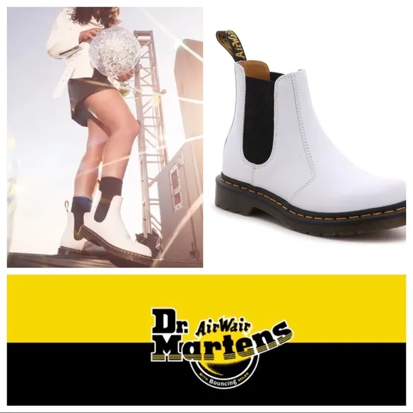 SALE! New Dr. Martens White Leather “Softy-T” 2976 Chelsea Boots