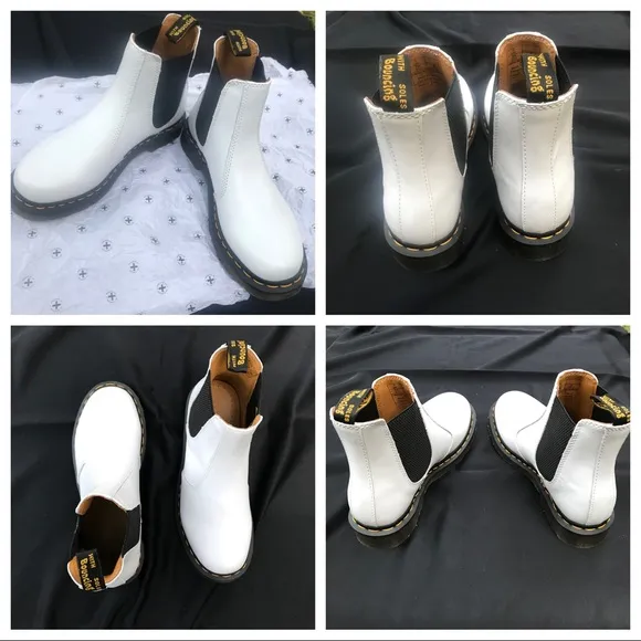 SALE! New Dr. Martens White Leather “Softy-T” 2976 Chelsea Boots