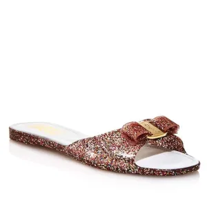 Salvatore Ferragamo Pink and Gold Sandals with Elegant Bow
