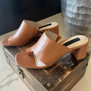 Sanctuary Brave Slide Leather Heeled Sandals in Tan