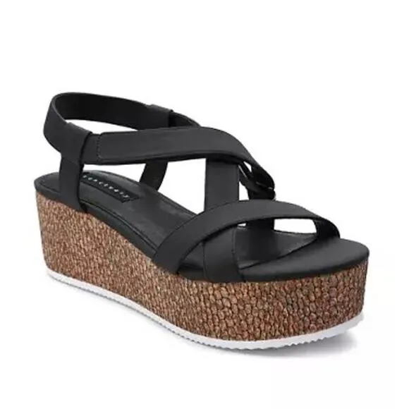 Sanctuary Vienna Slingback Platform Sandals in Black size 8