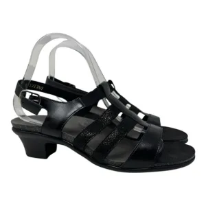 SAS Allegro Women’s Strappy Black Croc Embossed Leather Heeled Sandals Size 10M