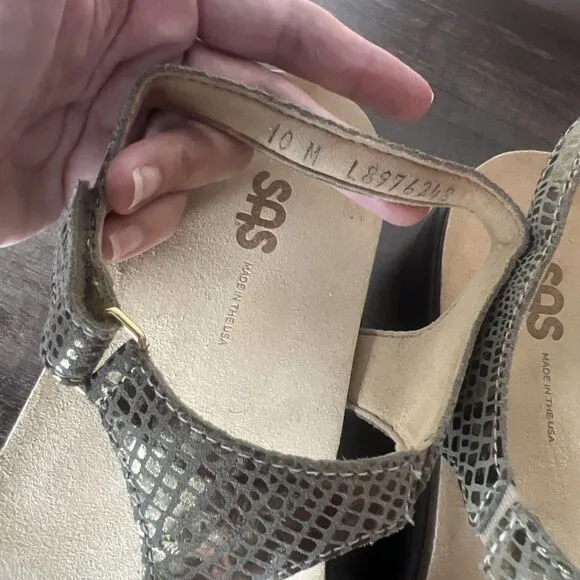 SAS Marina Olive Gold Women's Comfort Sandals Size 10 NEW