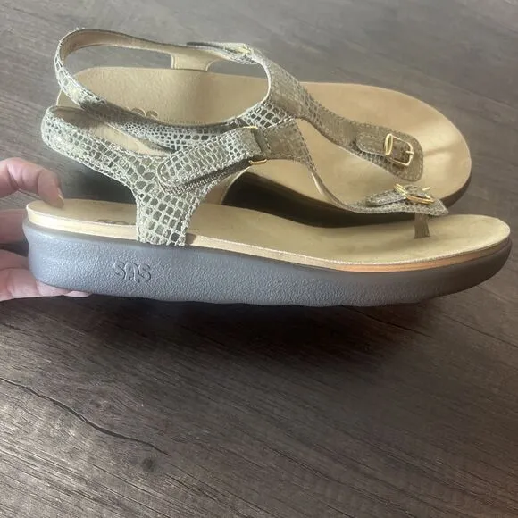 SAS Marina Olive Gold Women's Comfort Sandals Size 10 NEW