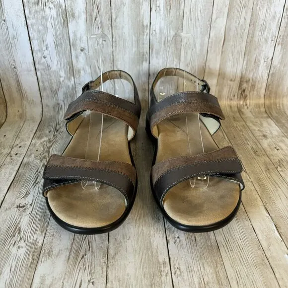 SAS Womens NUDU Dusk Copper Pewter Metallic Leather Slingback Sandals Sz  9 WW