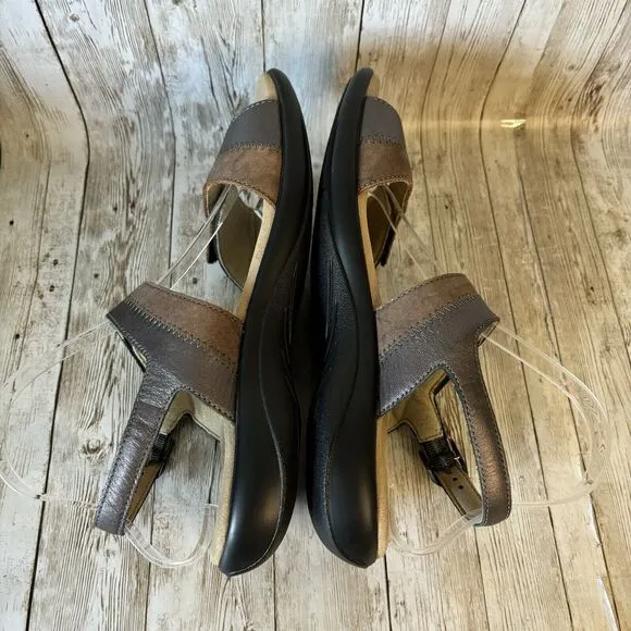 SAS Womens NUDU Dusk Copper Pewter Metallic Leather Slingback Sandals Sz  9 WW