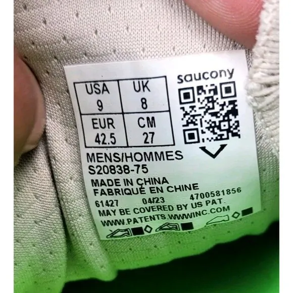 Saucony Peregrine 13 Men's Size 9 Green Athletic Running Shoes