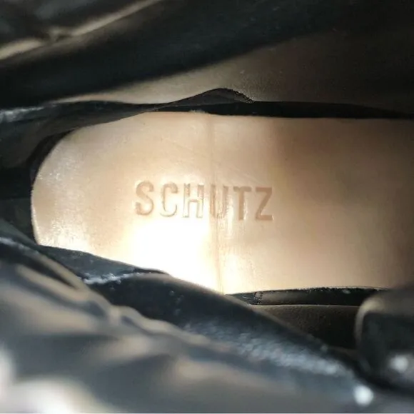 Schutz Keilane Black Puffy Combat Boots Size 7 New in Box