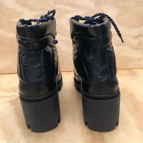 Schutz Keilane Black Puffy Combat Boots Size 7 New in Box