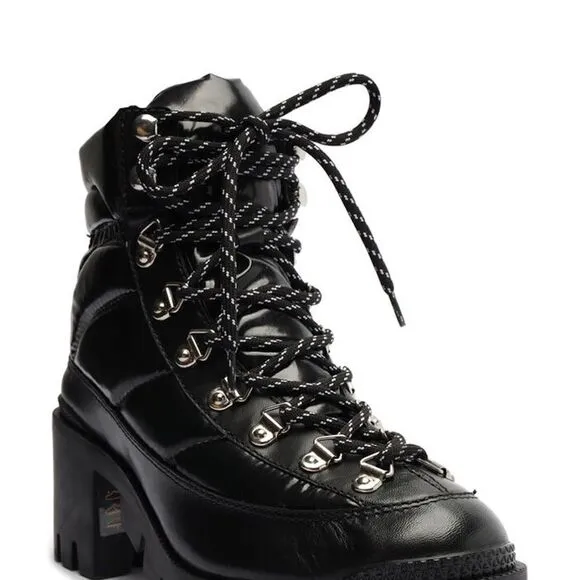 Schutz Keilane Black Puffy Combat Boots Size 7 New in Box
