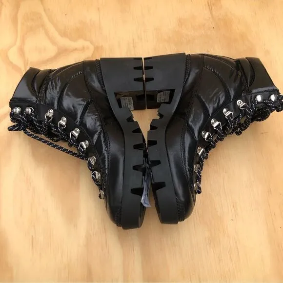 Schutz Keilane Black Puffy Combat Boots Size 7 New in Box