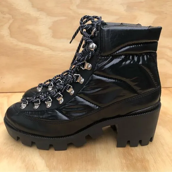 Schutz Keilane Black Puffy Combat Boots Size 7 New in Box