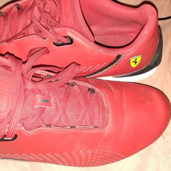 Scuderia Ferrari Red White And Blk Mens Shoes, Size 10