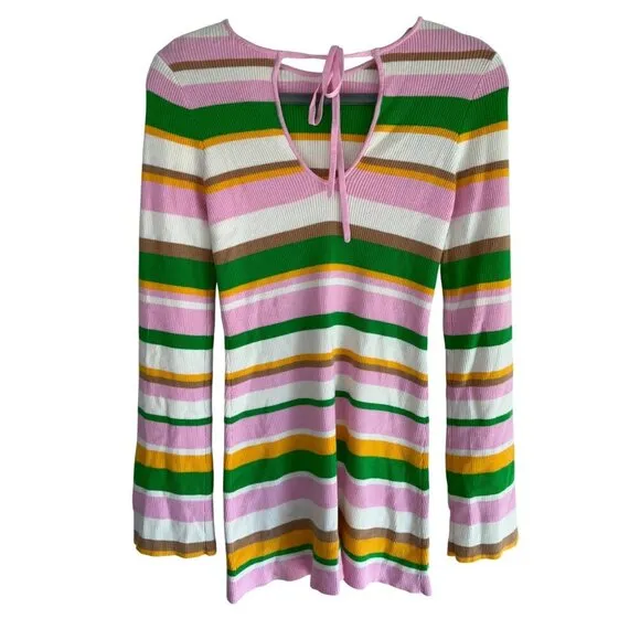 Show Me Your Mumu Away Mini Dress in Multi Rib Knit XSmall New Womens Knit