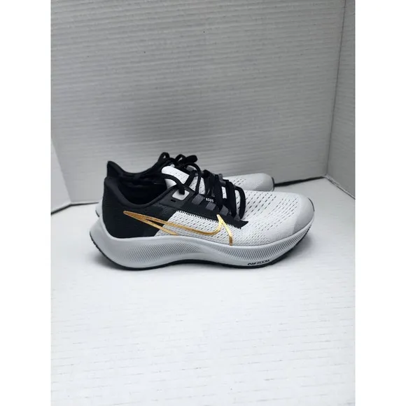 Size 5Y/W7 Nike Air Zoom Pegasus 38 Running Shoes Black/White/Gold (CZ4178-007)