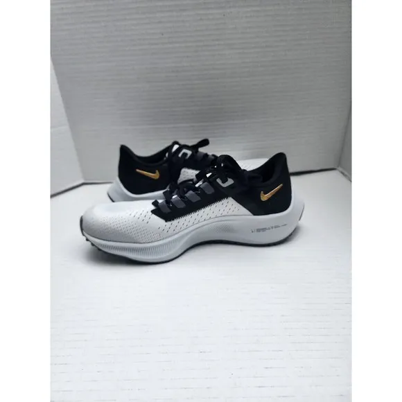 Size 5Y/W7 Nike Air Zoom Pegasus 38 Running Shoes Black/White/Gold (CZ4178-007)