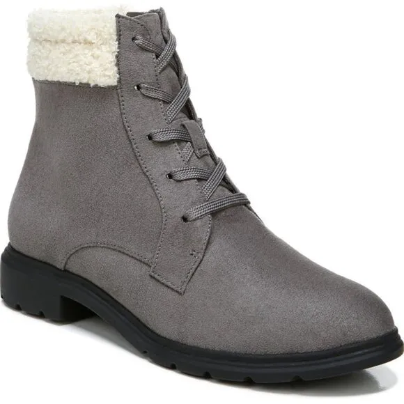 Size 6.5 - DR. SCHOLL'S - Faux Suede Ankle Combat &amp; Lace-up Boots NEW $100 msrp