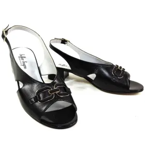 SOFFICE SOGNO 🇮🇹 WOMEN'S BLACK SOFT LEATHER COMFORT SUMMER SANDALS