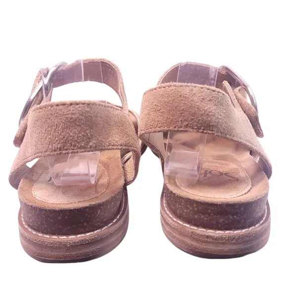 Sofft Womens Bayo Sandals Slingback Beige Gold Suede Buckle Strap Size 7.5M