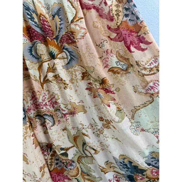 Soft Surroundings Womens Multicolor Pleated Floral Maxi Long Skirt Size Small