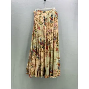 Soft Surroundings Womens Multicolor Pleated Floral Maxi Long Skirt Size Small