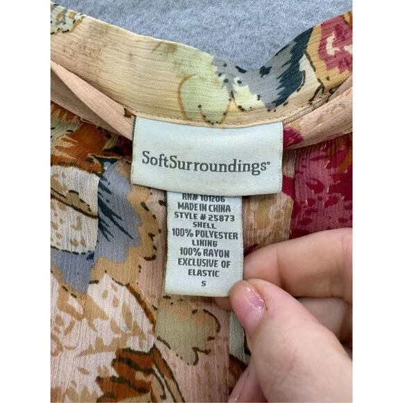 Soft Surroundings Womens Multicolor Pleated Floral Maxi Long Skirt Size Small