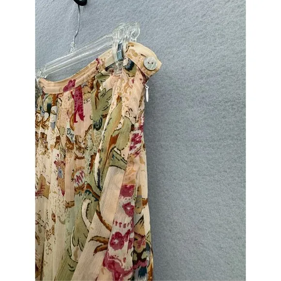 Soft Surroundings Womens Multicolor Pleated Floral Maxi Long Skirt Size Small
