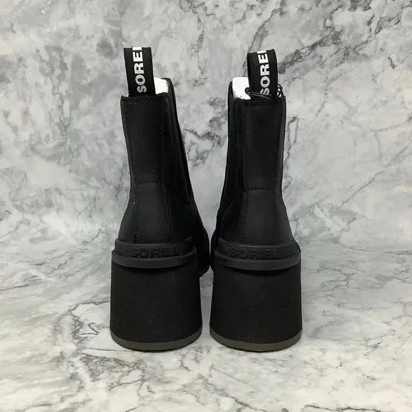 Sorel 9.5 Black/Sea Salt Hi-Line Heel Chelsea Boots Leather Waterproof P1-36