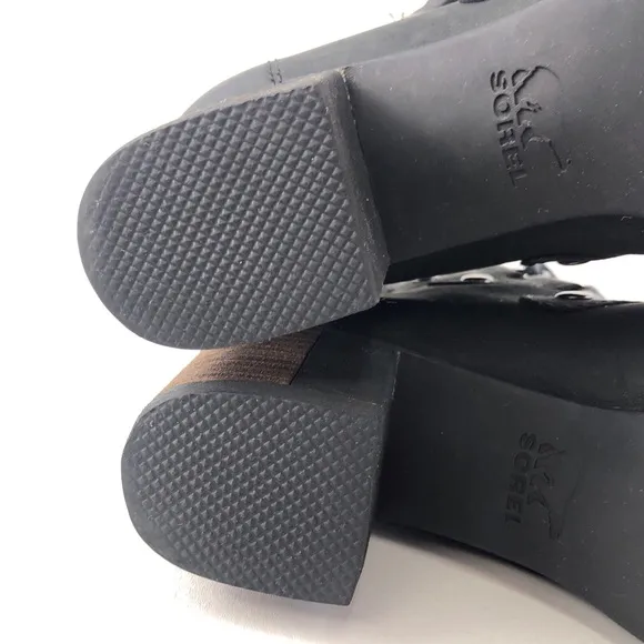 Sorel Addington Lace Black Leather Ankle Boots 7.5